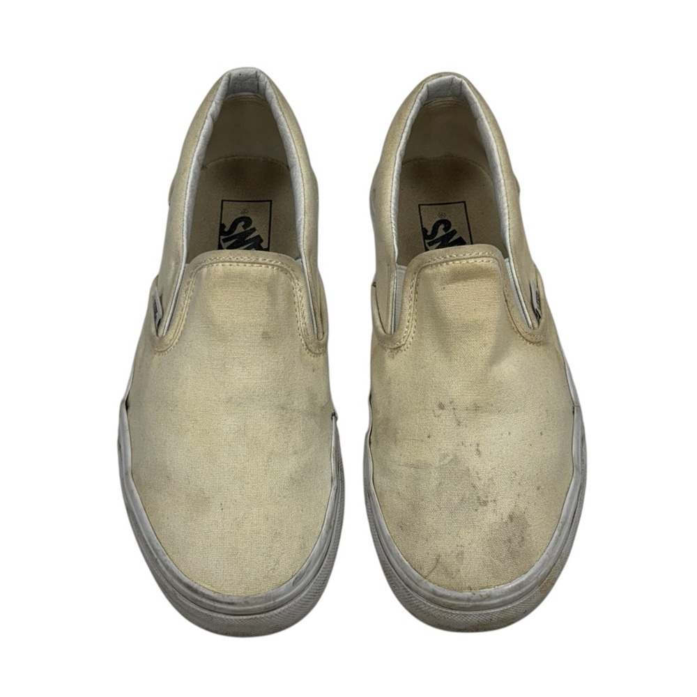 Vans Shoes Womens 7 Beige Classic Slip-On Canvas Off The Wall Skate Sneakers